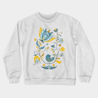 Cute Scandinavian Hand-drawn Folk Art Crewneck Sweatshirt